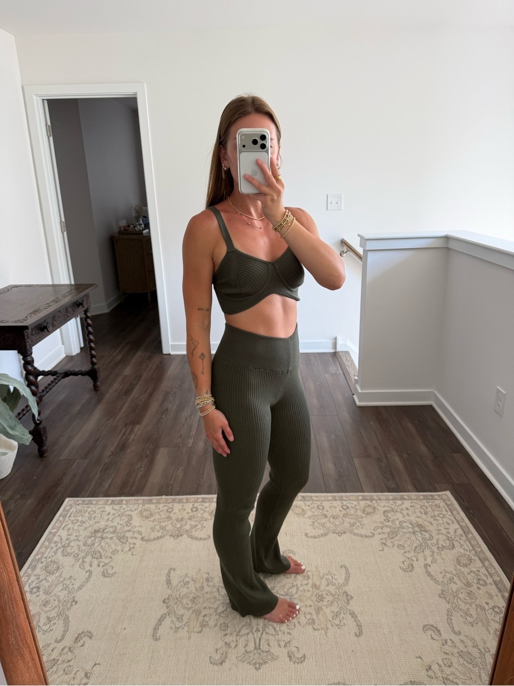 Beach Riot Olive Ribbed Wide Leg Pants - Picture 2 of 4